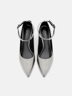 Lia Leather Heel Pumps - Pewter