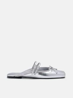 Linea Mary Jane Mules - Silver
