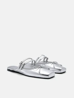 Linea Mary Jane Mules - Silver