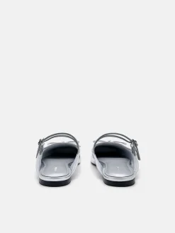 Linea Mary Jane Mules - Silver
