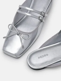 Linea Mary Jane Mules - Silver