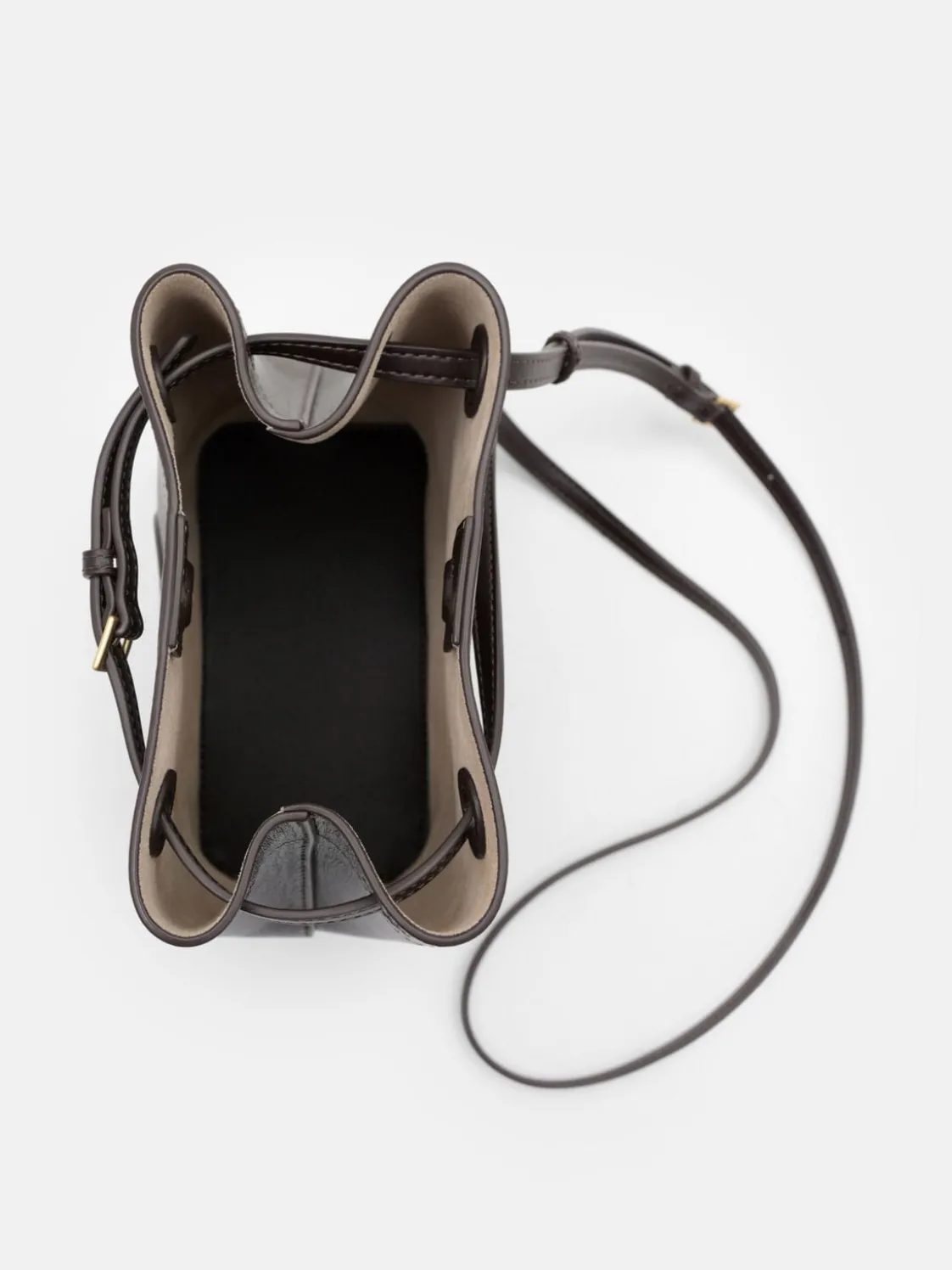 Loli Leather Bucket Bag - Dark Brown