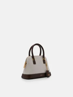 Lucia Canvas Handbag - Dark Brown Canvas