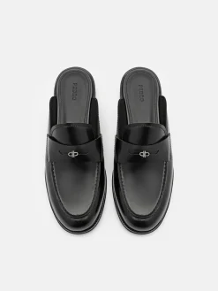 Mackenzie Leather Mule Loafers - Black