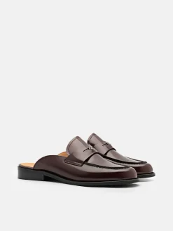 Mackenzie Leather Mule Loafers - Dark Brown