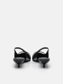 Maggie Leather Slingback Heel Pumps - Black