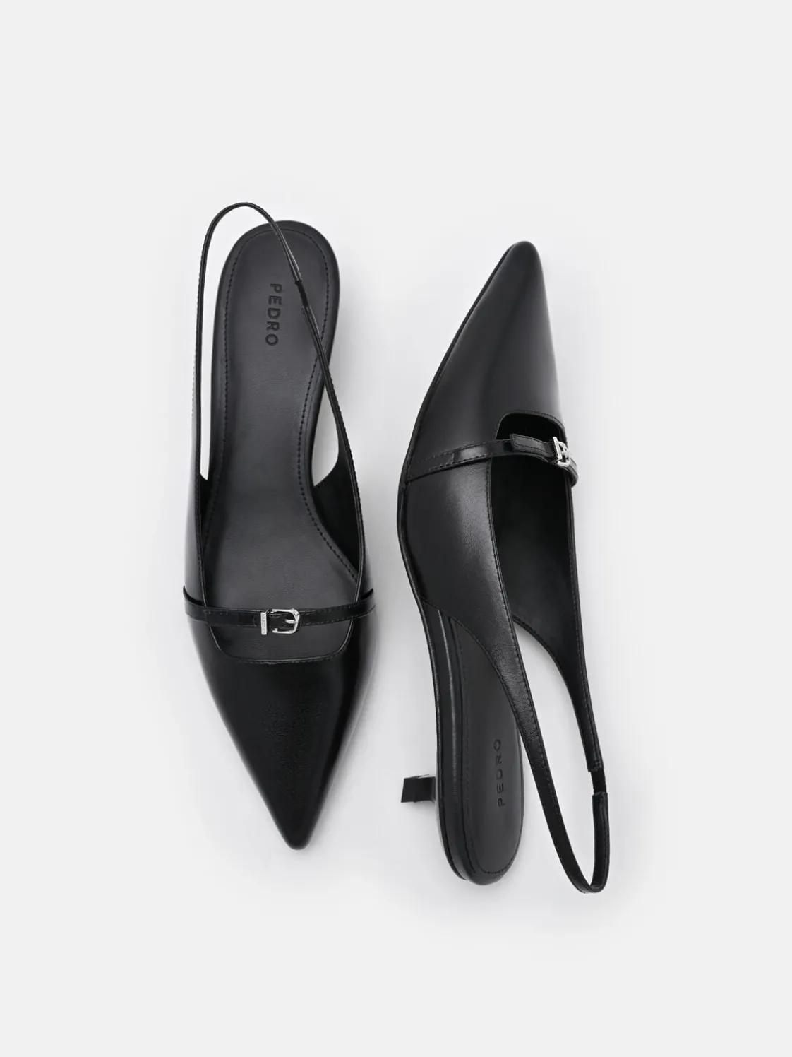 Maggie Leather Slingback Heel Pumps - Black