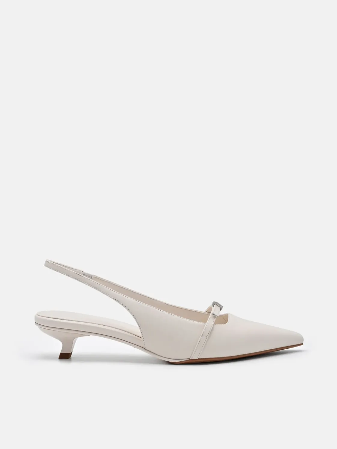 Maggie Leather Slingback Heel Pumps - Chalk