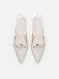 Maggie Leather Slingback Heel Pumps - Chalk