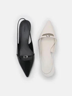 Maggie Leather Slingback Heel Pumps - Chalk