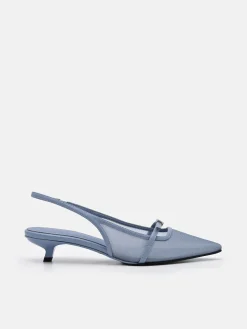 Maggie Mesh Slingback Heel Pumps - Slate Blue