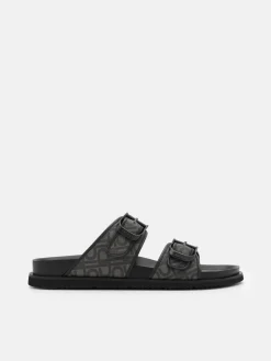 Men's Helix Slide Sandals - Black Embossed