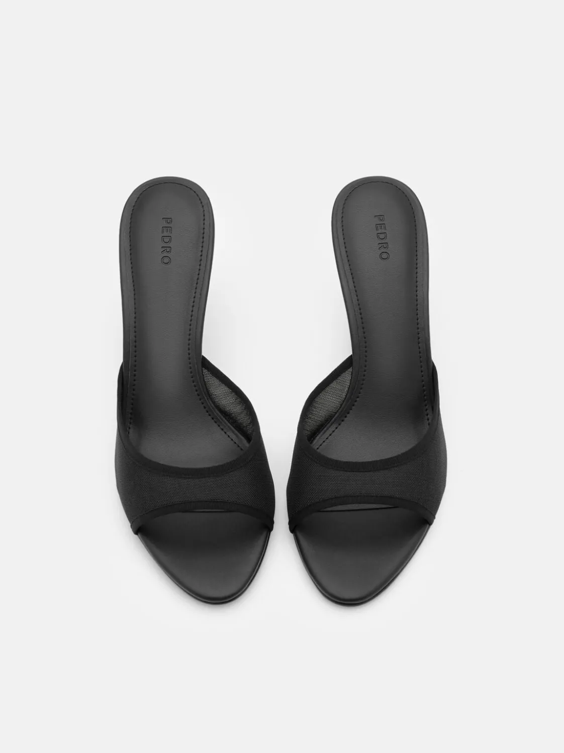 Mesh Heel Sandals - Black Fabric