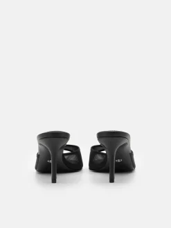 Mesh Heel Sandals - Black Fabric