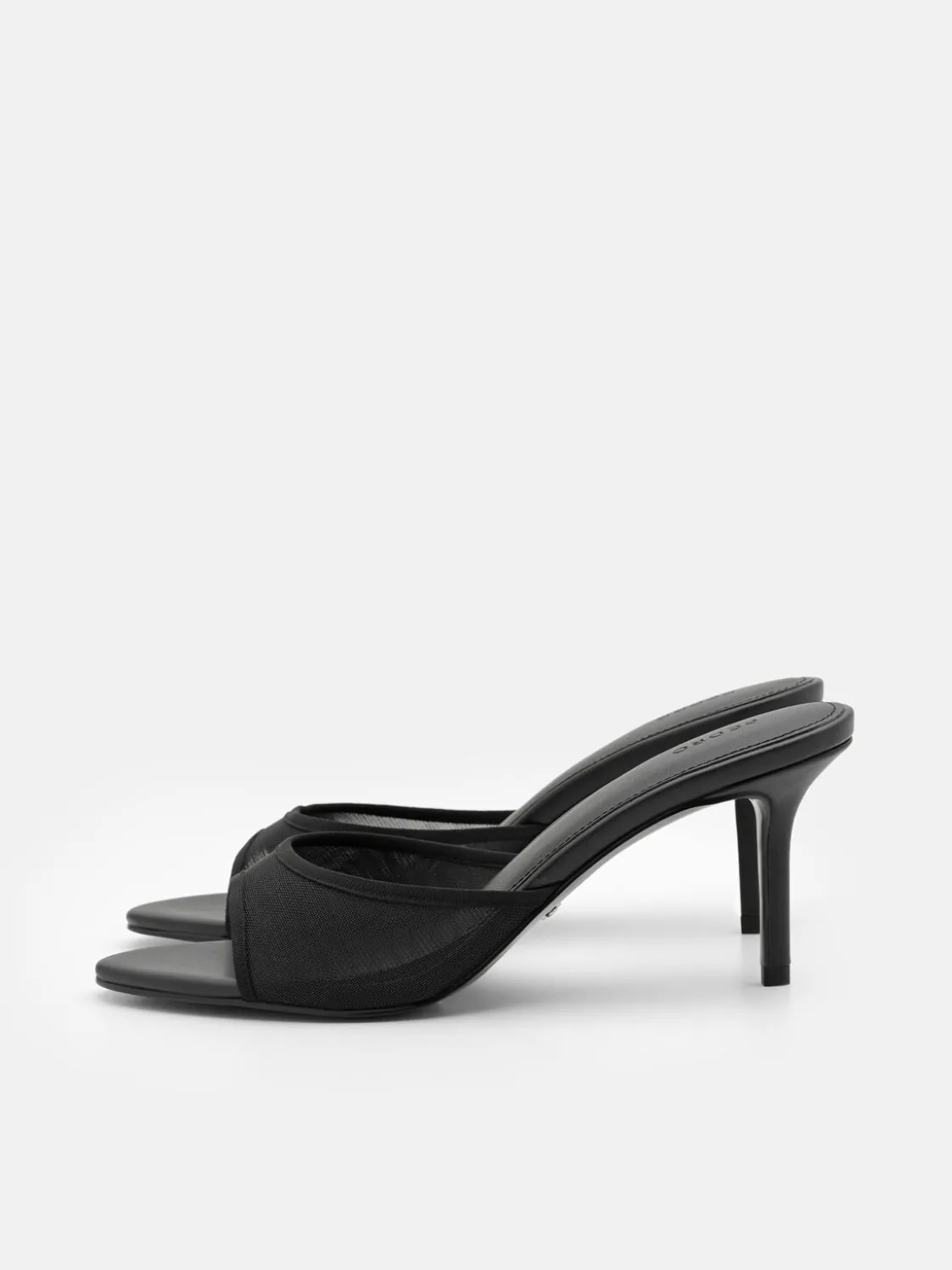 Mesh Heel Sandals - Black Fabric
