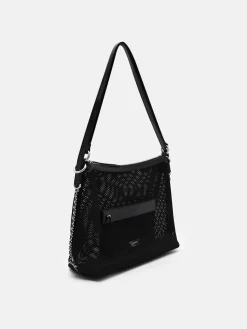 Mesh Slouchy Two-Way Carry Backpack - Black Fabric