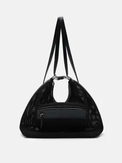 Mesh Slouchy Two-Way Carry Backpack - Black Fabric