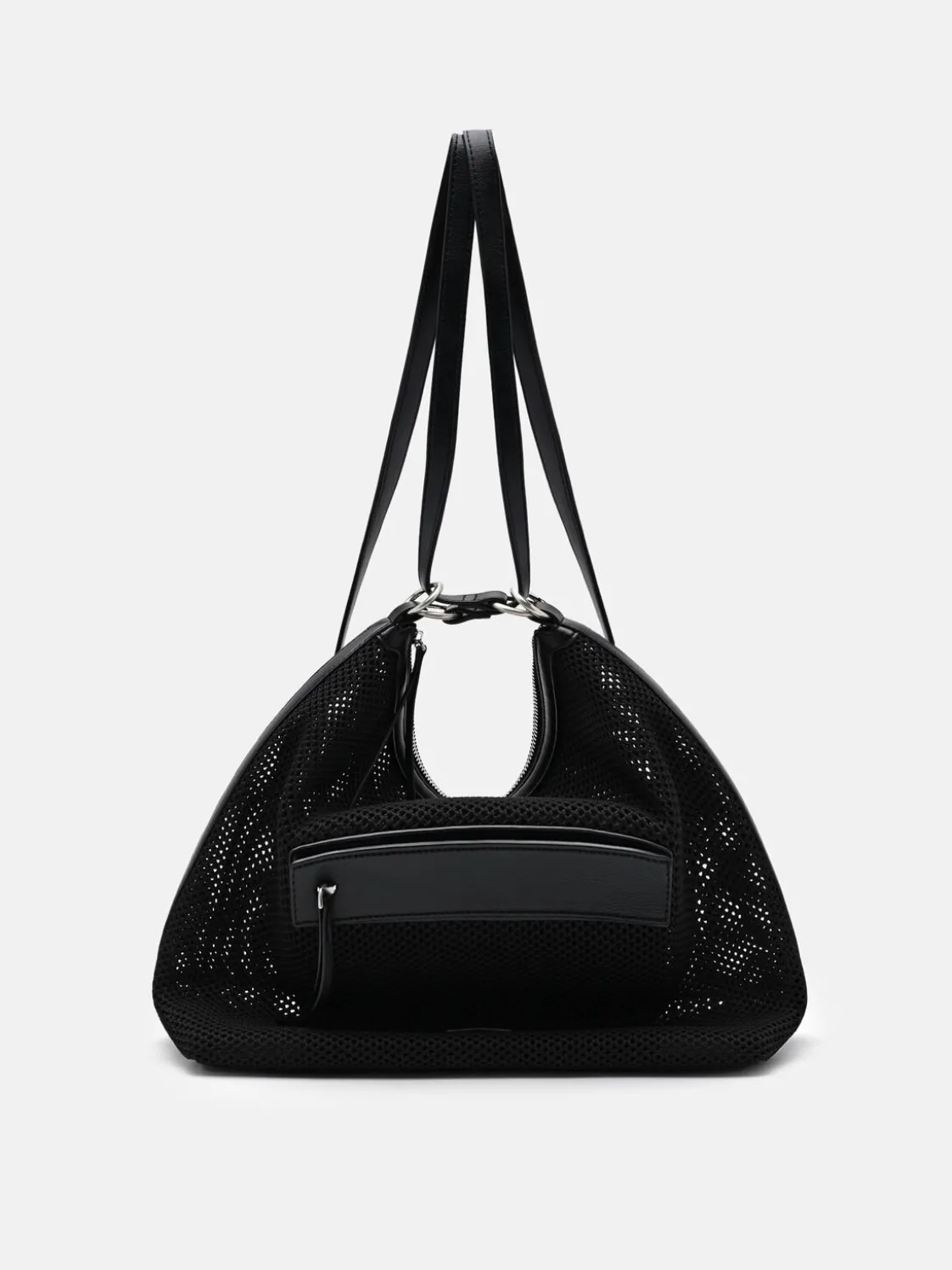 Mesh Slouchy Two-Way Carry Backpack - Black Fabric