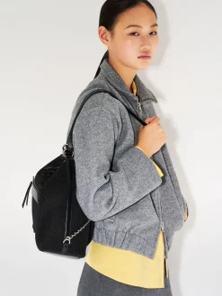 Mesh Slouchy Two-Way Carry Backpack - Black Fabric
