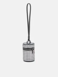 Metallic Leather Mini Pouch - Silver