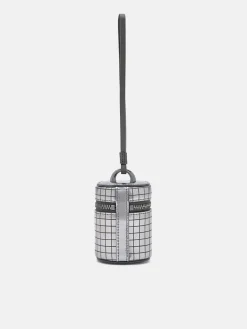 Metallic Leather Mini Pouch - Silver
