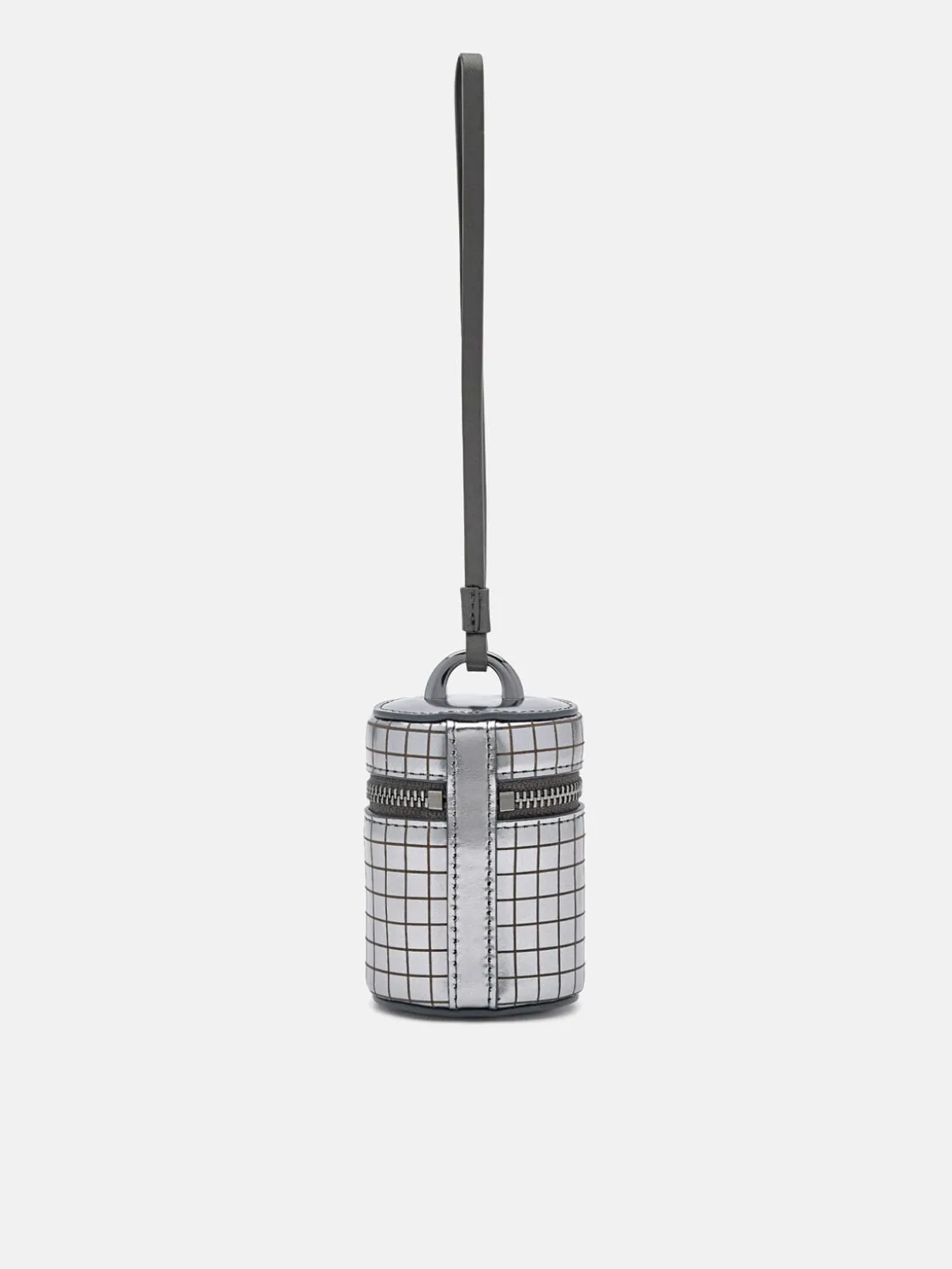 Metallic Leather Mini Pouch - Silver