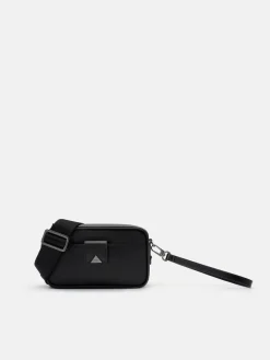 Mini Embossed Leather Pouch - Black