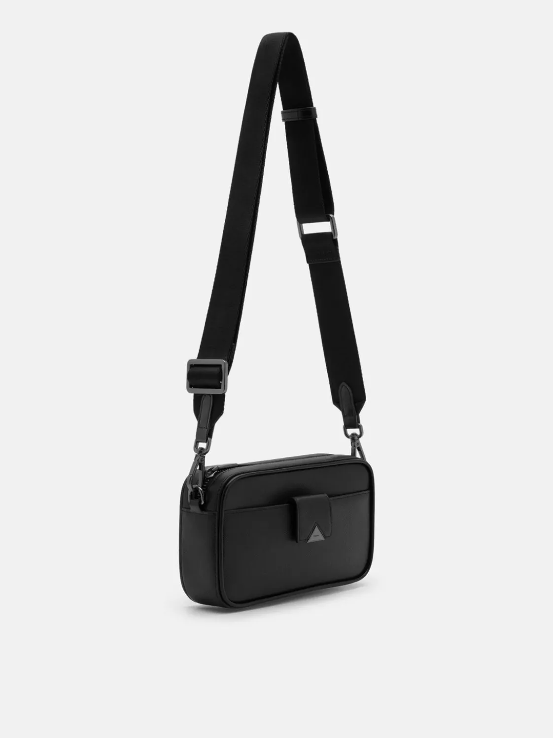 Mini Embossed Leather Pouch - Black