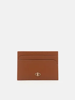 Mini Leather Card Holder - Camel