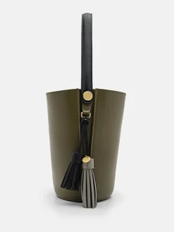 Mini Tassel Bucket Bag - Military Green