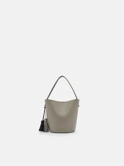 Mini Tassel Bucket Bag - Taupe