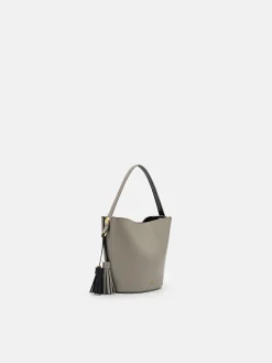 Mini Tassel Bucket Bag - Taupe