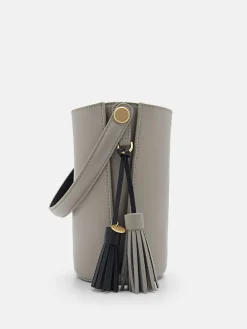 Mini Tassel Bucket Bag - Taupe
