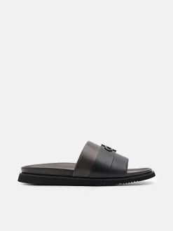 Monogram Slide Sandals - Dark Brown