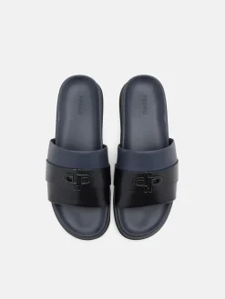 Monogram Slide Sandals - Navy