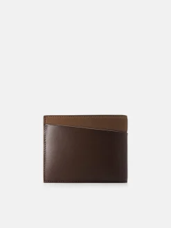 Nubuck Leather Bi-Fold Coin Wallet - Dark Brown