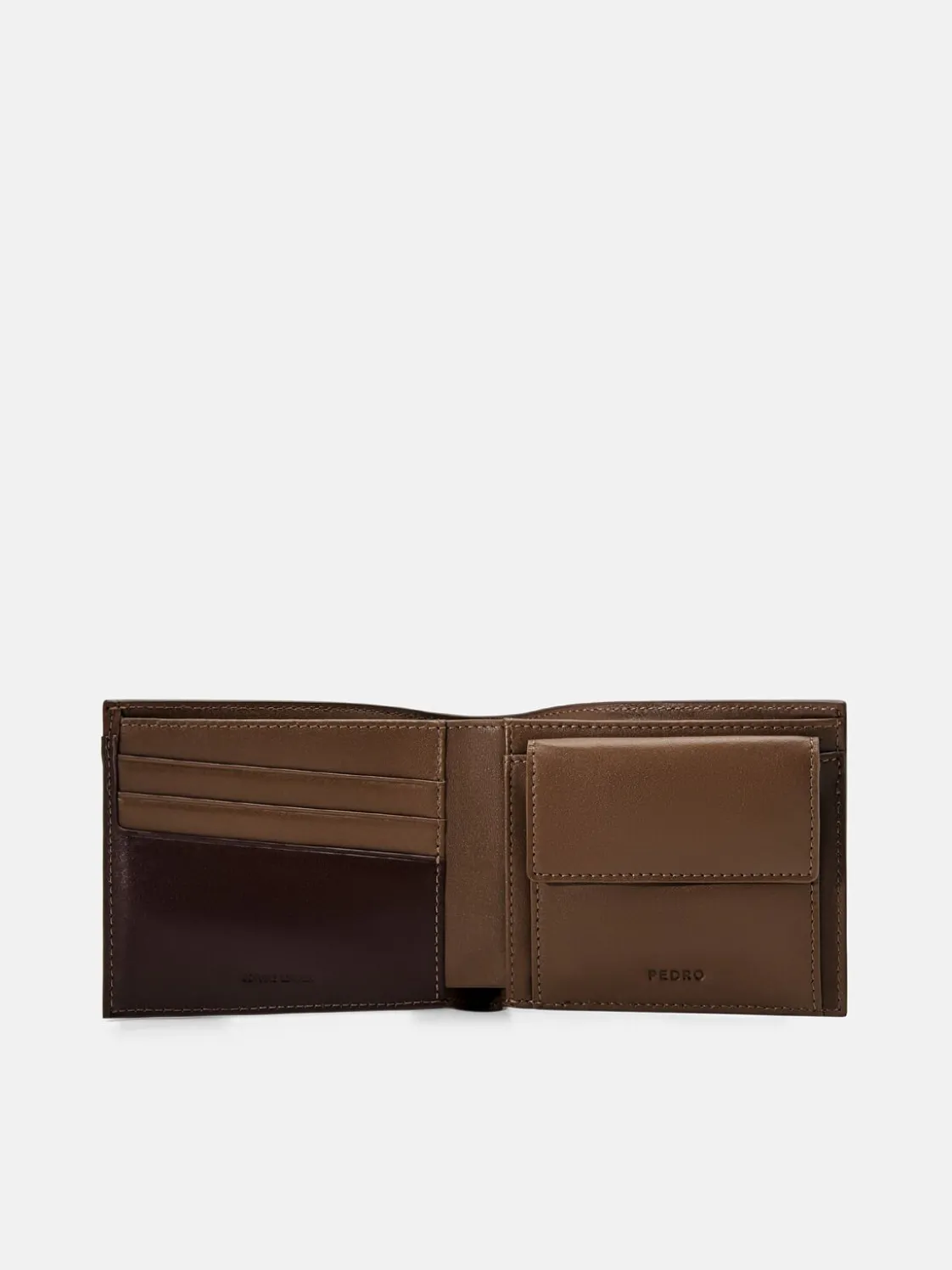 Nubuck Leather Bi-Fold Coin Wallet - Dark Brown