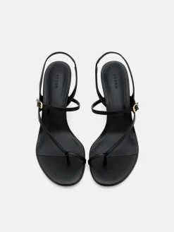 Oblique Leather Heel Sandals - Black