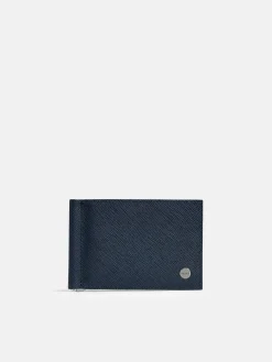 Oliver Leather Bi-Fold Money Clip Cardholder - Navy