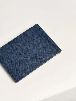 Oliver Leather Bi-Fold Money Clip Cardholder - Navy