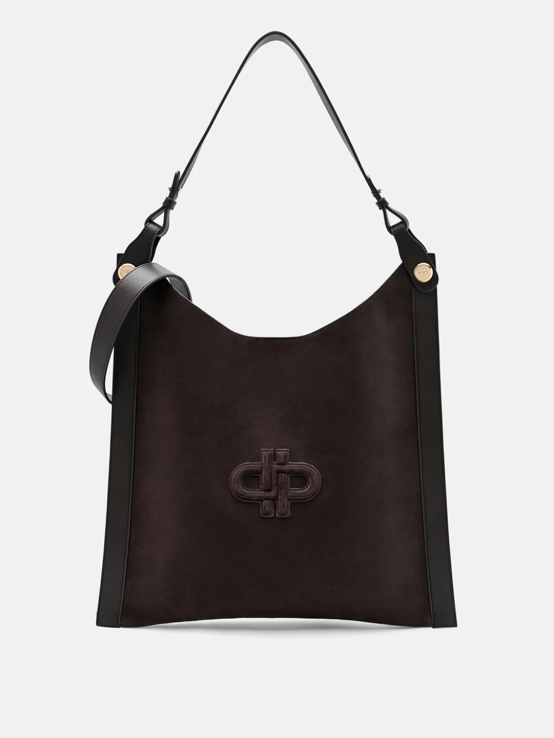 Oversized Suede Shoulder Bag - Dark Brown