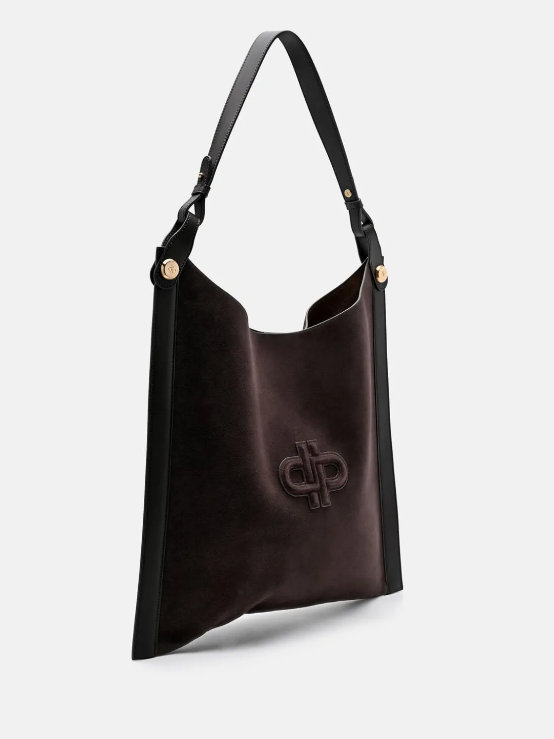 Oversized Suede Shoulder Bag - Dark Brown