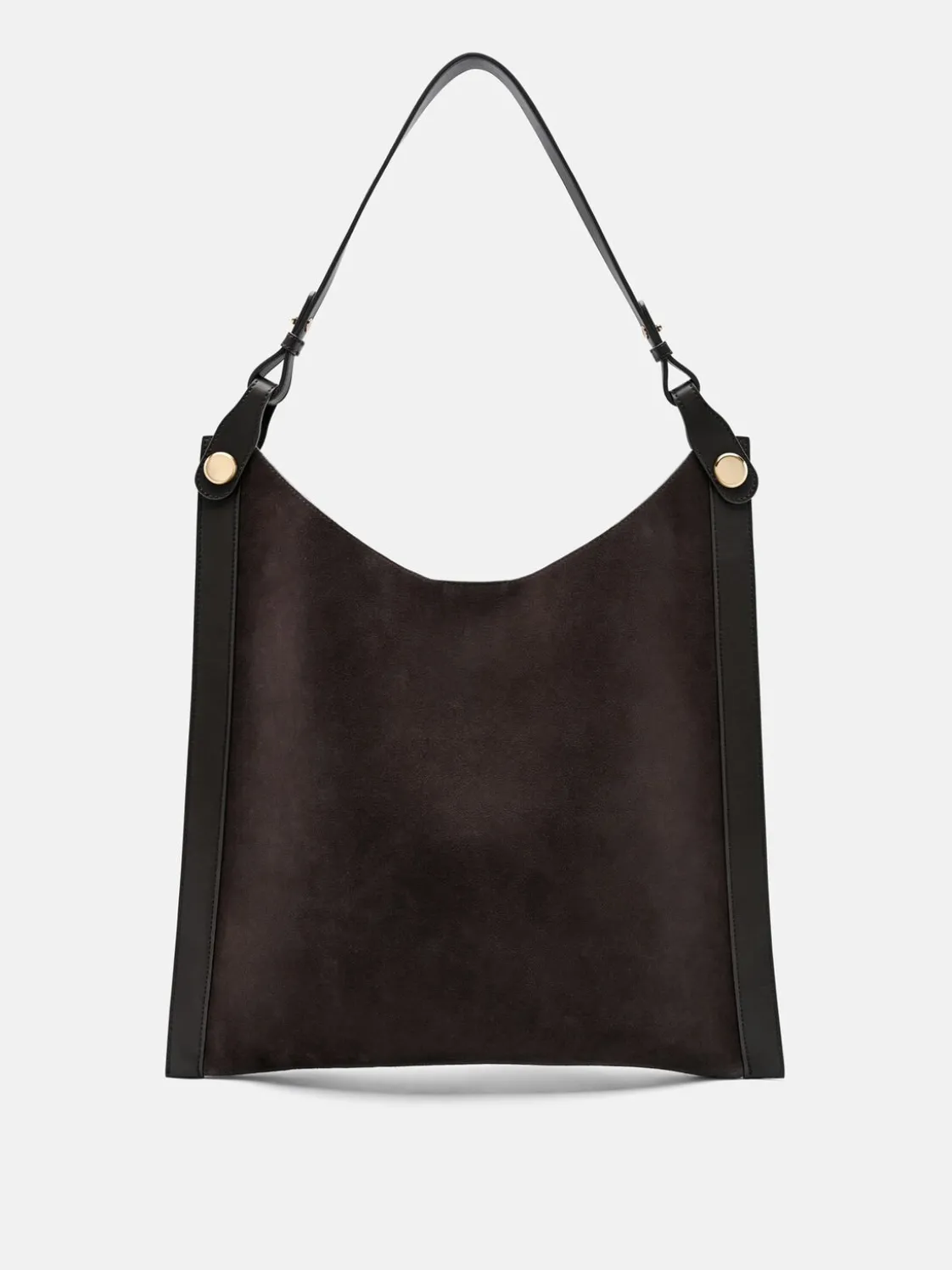 Oversized Suede Shoulder Bag - Dark Brown