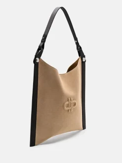 Oversized Suede Shoulder Bag - Multi