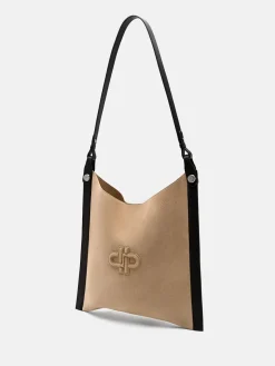 Oversized Suede Shoulder Bag - Multi