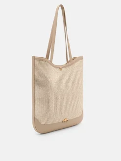 Oversized Tote Bag - Chalk Raffia
