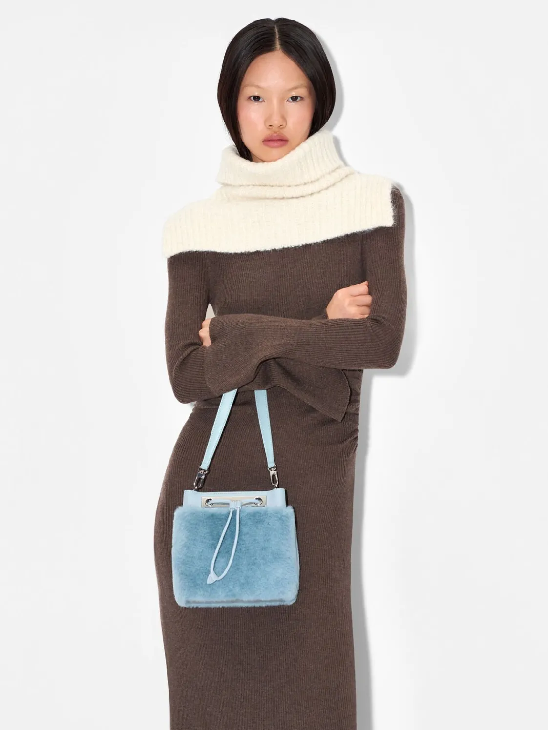 Panelled Bucket Bag - Light Blue