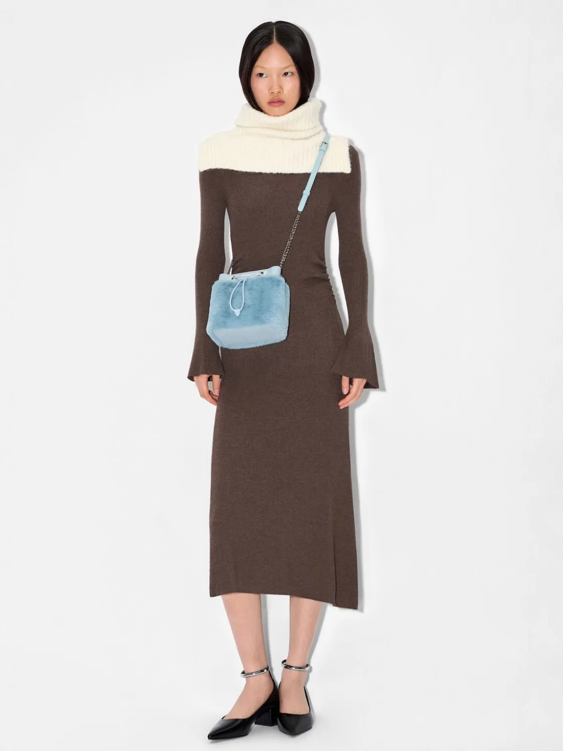 Panelled Bucket Bag - Light Blue