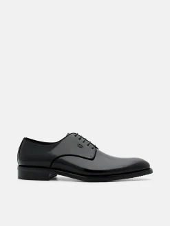 Patent Leather Derby Shoes - Black
