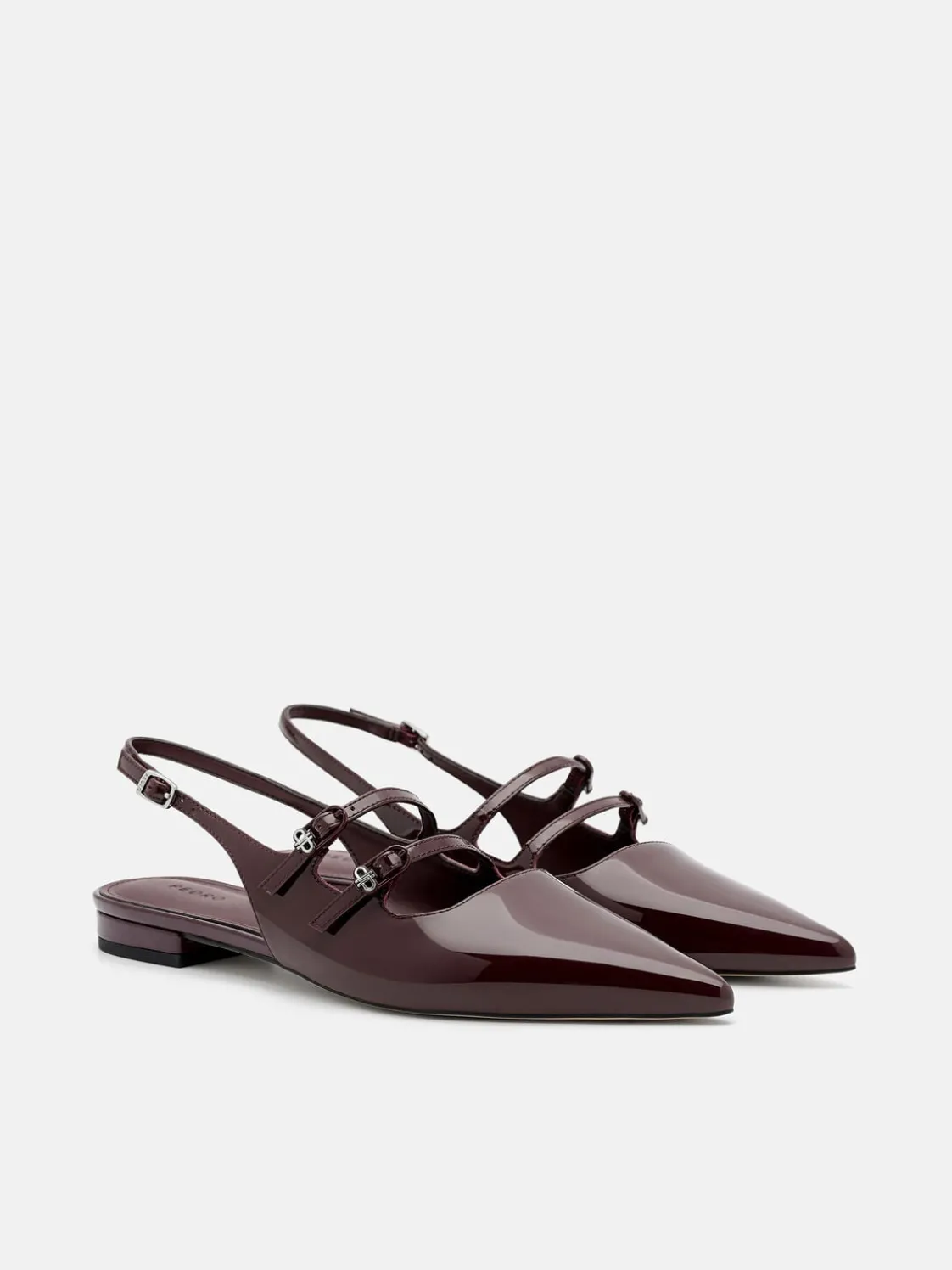 Patent Leather Slingback Ballerina Flats - Wine